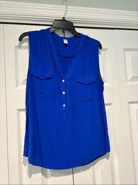 Old Navy Sleeveless Henley Blouse - Royal Blue